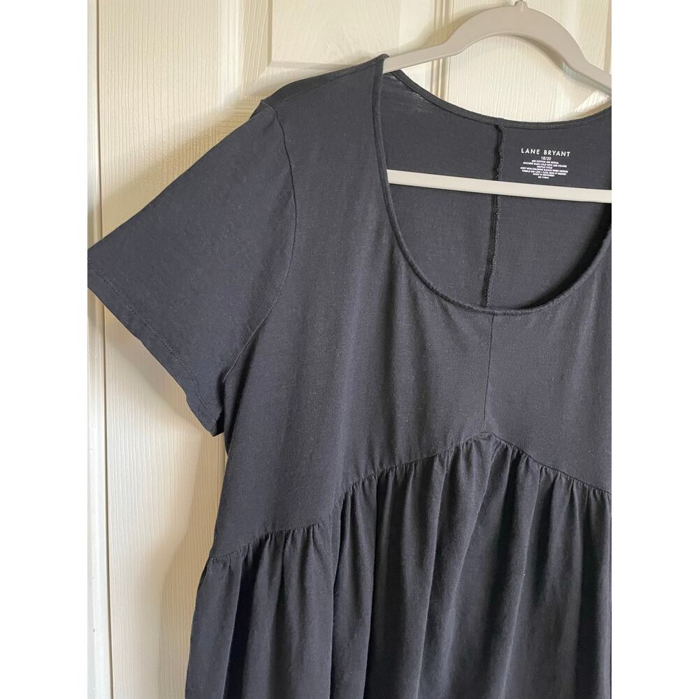 Lane Bryant Black Babydoll Top Sz 18/20 Short Sleeves Scoop Neck Casual Neutral - Picture 5 of 8